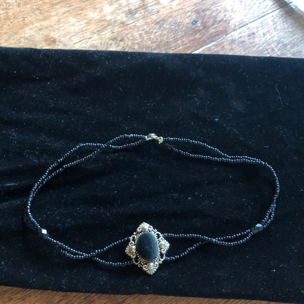 Black Beaded Choker Necklace